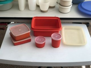 Vintage Tupperware Pak N Carry Lunch Box 1254 Red/orange
