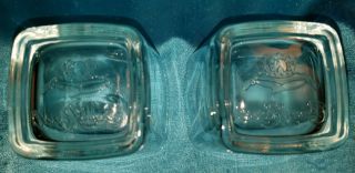 2 Crown Royal Square Glasses Old Fashioned Embossed Bottom Low Ball Whiskey