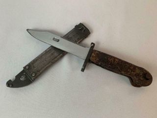 Vintage Romanian Military Bayonet Knife Bakelite Handle With Sheath