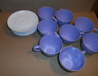Vintage Royalon Melamine Melmac Lavender Purple Coffee Mug Cup Saucer Camping