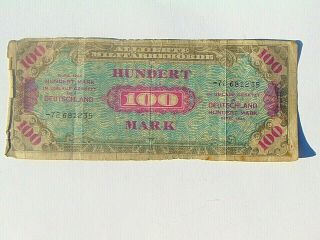 1944 Deutschland 100 Mark Paper Money Wwii Germany U.  S Occupation
