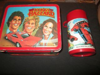 1983 The Dukes Of Hazzard Lunch Box & Thermos General Lee Coy & Vance Warner Bro