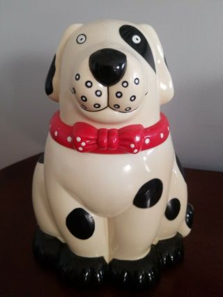 Vintage Plastic Cookie Jar Spotted Dog Very Cute For Cookies Or Dog Treats