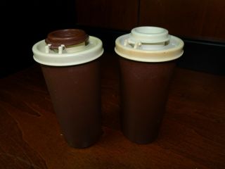 Vintage Tupperware Brown/almond Salt & Pepper Shakers 1329 (2)