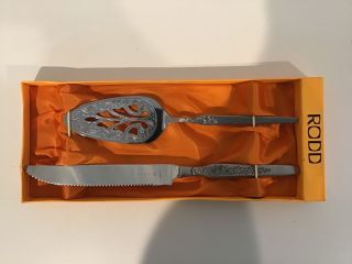 Vintage.  Rodd Two Piece Cake Serving Set.  Stainless Steel Made In Japan 454
