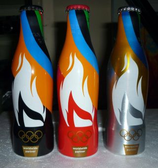 Set Of 3 Coca Cola Olympic Games London 2012 Aluminium 250ml Bottles