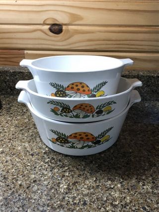 Vintage Corning Ware Merry Mushroom Casserole Set