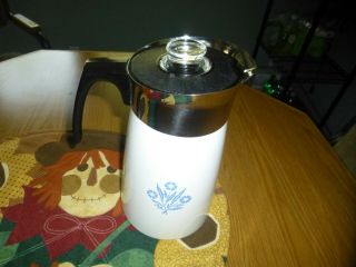 Vintage Corning Ware 9 Cup Stove Top Coffee Pot Blue Cornflower Percolator