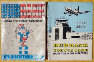 1976 & 1977 Telephone Directories White & Yellow Pages Phone Books Burbank Ca