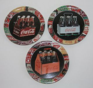 3 Mini Tin Coke Trays Advertising 6 Packs From Over Time Retro 1999 (3 1/2 ")