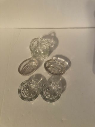 Vintage Set Of 5 Clear Glass Salt Cellars About Heavy Glass 1 Basket