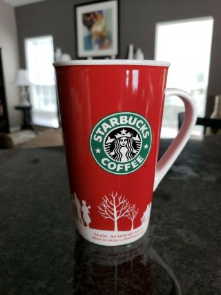 Vintage Starbucks 2006 Holiday Mug 16 Oz Coffee Cup Mermaid Logo - Red White