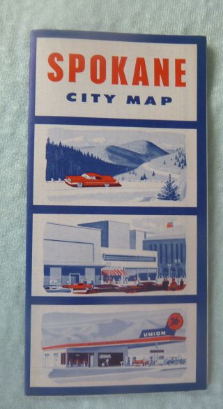 1958 Spokane Street Map Union 76 Oil Gas Washington