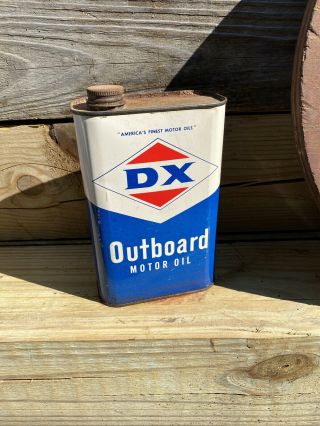 D - X Dx Sunray Outboard Motor Oil Tin Litho Quart Oil Can Boat Graphics