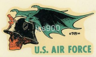 Vintage Ed Roth Big Daddy U.  S.  Air Force Winged Skull 1965 Water Decal