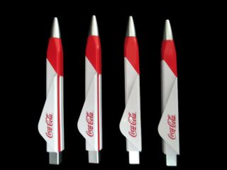 Coca - Cola Set Of 4 White Business Card Holder Pens With Red Logo -