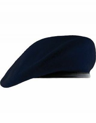 Beret (bt - D04/06) Navy With Leather Sweatband Size 7 1/8 " (unlined)