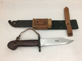 Romanian Bayonet W/ Scabbard,  Green Canvas Hanger,  Insulator And Wrist Strap