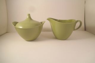 Vintage Od Oneida Deluxe Plastic Melamine Green Sugar Bowl & Creamer