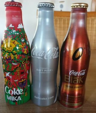 Coca Cola Alu Bottles From France.  3 Full Bottles