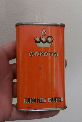 Vintage Corona Can Tin Oil Handy Oiler / Fluido Para Isqueiro Brazil Empty
