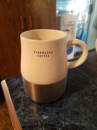 Starbucks 2004 14 Oz.  Ceramic Mug W/ Stainless Steel Base