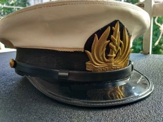 Israel Idf Army Navy Officers Visor Cap/hat W/ Badge
