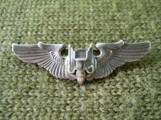 Vintage Us Army Air Corps Aerial Gunners Badge 2 " Sterling Pin - Back