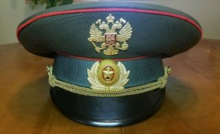 Vintage Russian Soviet Cccp Military Officer Hat Uniform Visor East German Eagle
