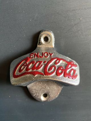 Vintage Enjoy Coca Cola Wall Mounted Metal Bottle Opener Taiwan Coke Cast Iron