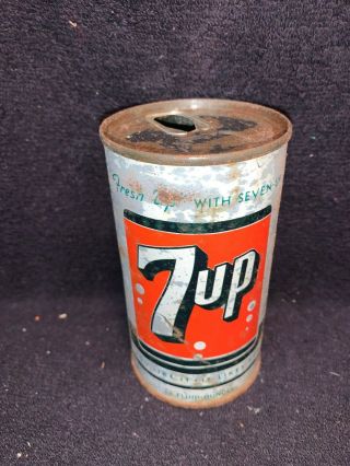 Old 12 Oz Steel Soda Pop Can 7 Up Juice Tab Pre Zip Code