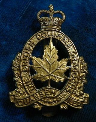 Canada Canadian Armed Forces British Columbia Dragoons Brass Cap Badge Qc