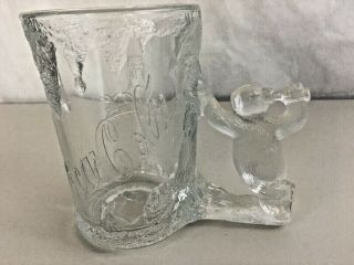 Coca Cola Mug Frosted Clear Glass Coke Cup With Polar Bear Handle 1997