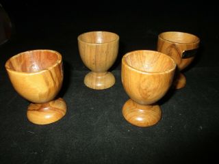 Wood Soft Hard Boiled Egg Cup Holders,  Set Of 4,  Pedro Fullana,  Spain