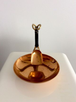 Vintage Mid Century Atomic Copper Brass Dish With Spoon