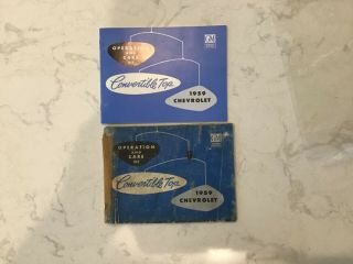 Collectable 2 1959 Chevrolet Convertible Top Owners Manuals,  1 Repo,  1