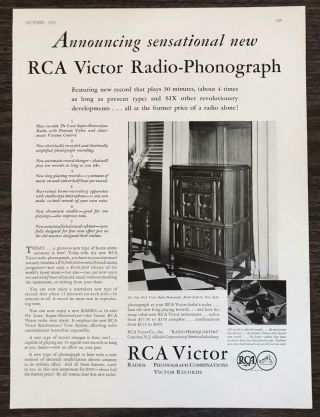 1931 Rca Victor Radios Phonograph Combinations Print Ad Model Rae - 59