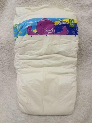 Vintage Luvs Plastic Backed Diaper - Size 3 - 2000 - Featuring Barney 1 Diaper