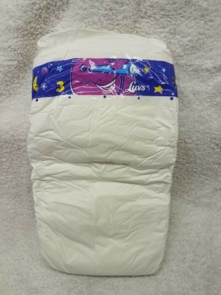 Vintage LUVS Plastic Backed Diaper - Size 3 - 2000 - Featuring Barney 1 Diaper 3