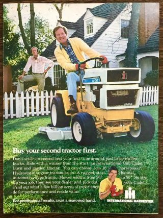 1979 International Harvester Cub Cadet Lawn Tractor Print Ad Neighbor Envy