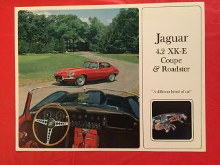 1965 Jaguar " 4.  2 Xk - E Coupe & Roadster " Car Dealer Showroom Sales Brochure