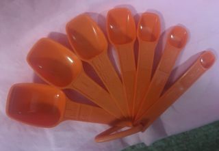 Vintage Tupperware Measuring Spoon Spoons Orange Complete Set Of 6 - Euc