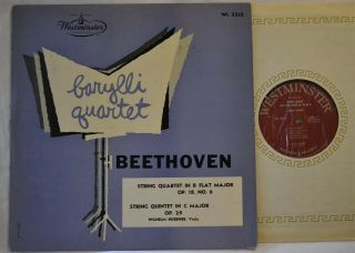 Classical Lp Barylli Quartet - Beethoven String Westminster Wl 5212 Lp Huebner