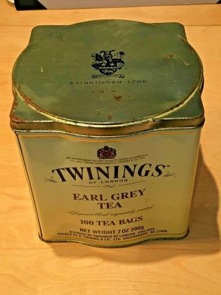 Twinings Of London Earl Grey Tea Empty Metal Tin Box