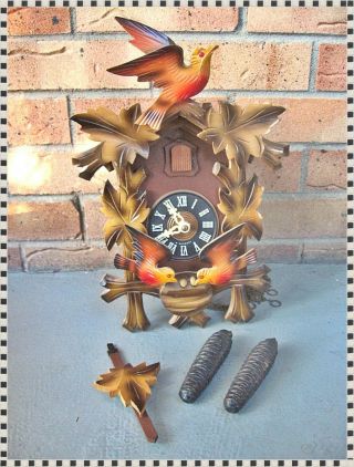 Vintage Colorful Black Forest Cuckoo Clock West Germany Regula Complete