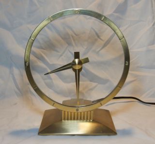 Vintage 1950`s Jefferson Golden Hour Mystery Clock Mid - Century Modern Usa