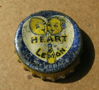 Vintage Heart O Lemon Soda Cork Bottle Cap Crown Collectible Cap With Damage