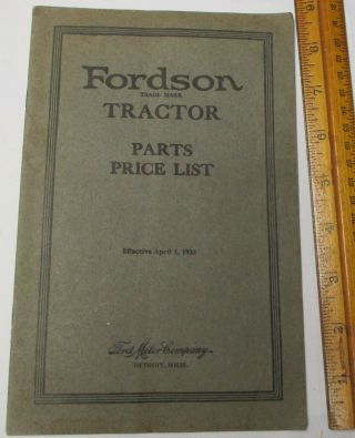 1923 Fordson Tractor Parts Price List W/photos Ford Motor Company Detroit Mi