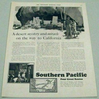 1930 Print Ad Southern Pacific Railroad Apache Trail Desert To California