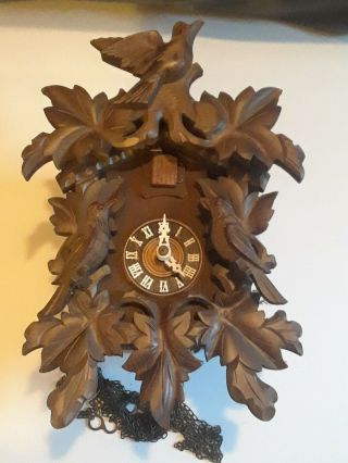 Vintage Wood Regula Red Eyed Bird West Germany Cuckoo Clock